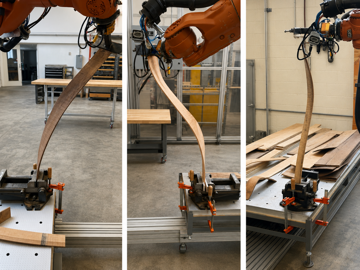 SteamBot robotic steam-bending fabrication process